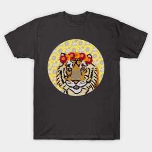 Marigold Floral Tiger Portrait T-Shirt